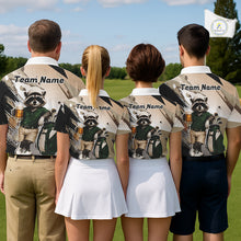 Load image into Gallery viewer, Custom Beige Funny Raccoon Golf Team Shirt For Mens,Golf Jersey Polo Shirt Outfit NHT937