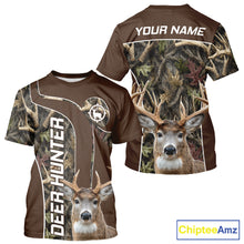 Load image into Gallery viewer, Brown Camo Deer Hunting Shirt, Deer Hunting Custom Name Camouflage Hunting Clothes NHT239