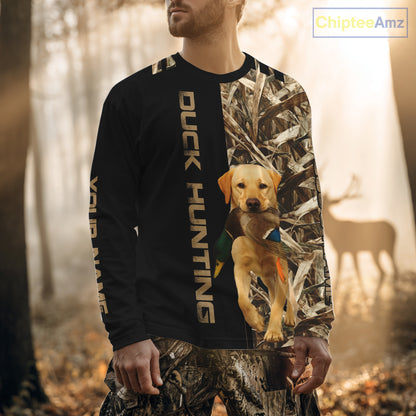 Personalized Yellow Lab Duck Hunting Custom Name All Over Print Shirt, Duck Hunting Gifts NHT241