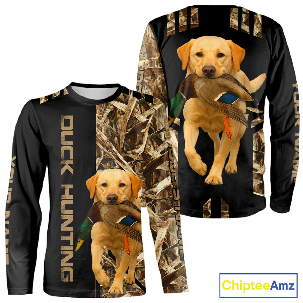 Personalized Yellow Lab Duck Hunting Custom Name All Over Print Shirt, Duck Hunting Gifts NHT241