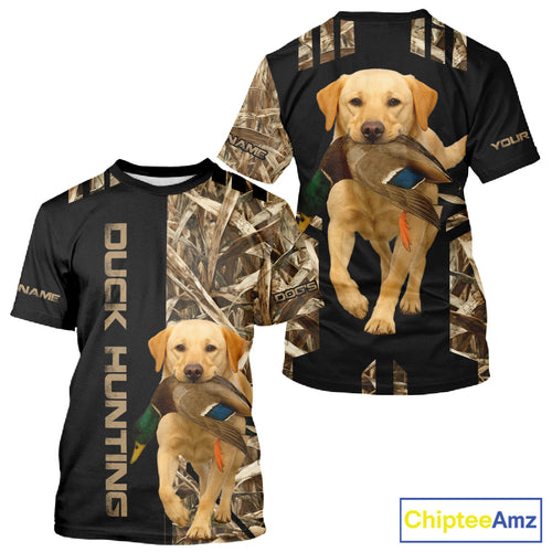 Personalized Yellow Lab Duck Hunting Custom Name All Over Print Shirt, Duck Hunting Gifts NHT241