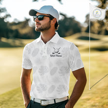 Load image into Gallery viewer, Mens Golf Polo Shirts Custom Gray Tropical Leaves Golf Shirts, Best Mens Golf Wears NHT783