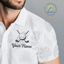 Load image into Gallery viewer, Mens Golf Polo Shirts Custom Gray Tropical Leaves Golf Shirts, Best Mens Golf Wears NHT783