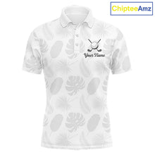 Load image into Gallery viewer, Mens Golf Polo Shirts Custom Gray Tropical Leaves Golf Shirts, Best Mens Golf Wears NHT783