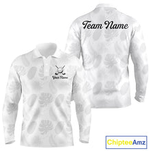 Load image into Gallery viewer, Mens Golf Polo Shirts Custom Gray Tropical Leaves Golf Shirts, Best Mens Golf Wears NHT783