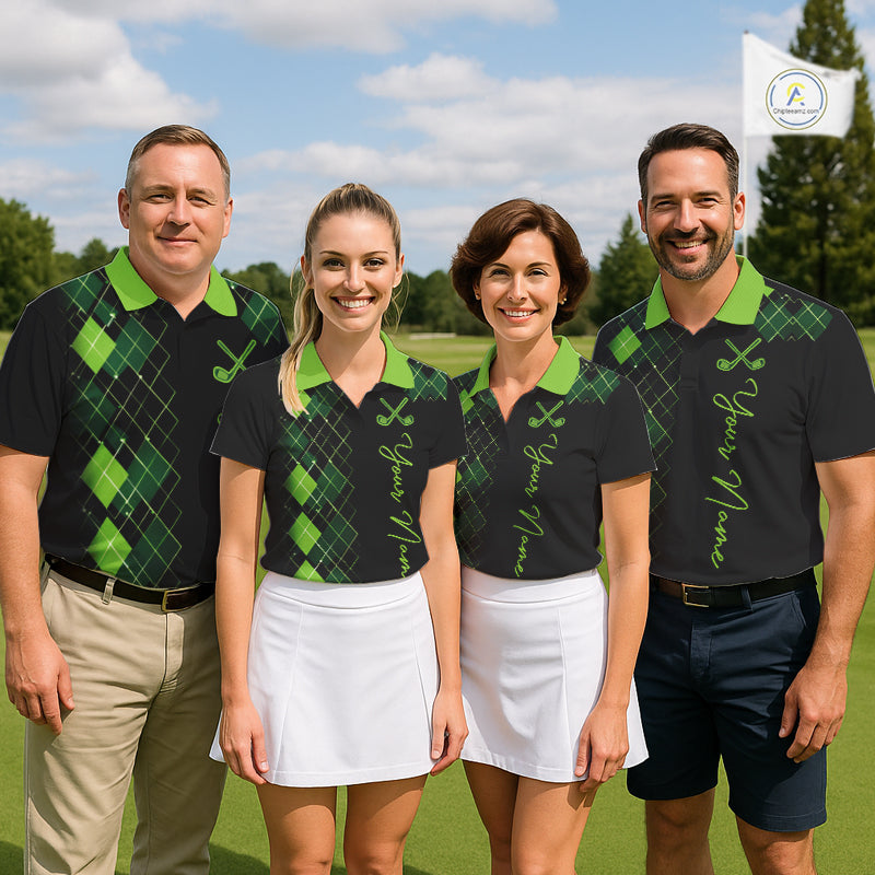 Womens Golf Polo Shirt Argyle Pattern Golf Shirts For Womens Funny White Green Golf Gifts NHT788