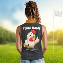 Load image into Gallery viewer, Funny Chicken Womens Sleeveless Golf Polo Shirt Personalized Custom Name Rooster Golfer Polo For Womens NHT946