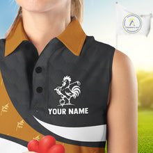 Load image into Gallery viewer, Funny Chicken Womens Sleeveless Golf Polo Shirt Personalized Custom Name Rooster Golfer Polo For Womens NHT946