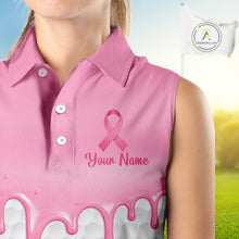 Load image into Gallery viewer, Funny Pink Ribbons Breast Cancer Awareness Sleeveless Women Golf Ball Polo Shirts Custom Golf Apparel For Women NHT795