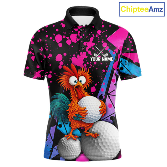 Colorful Funny Chicken Golf Jersey for Men Golf League Team Shirt