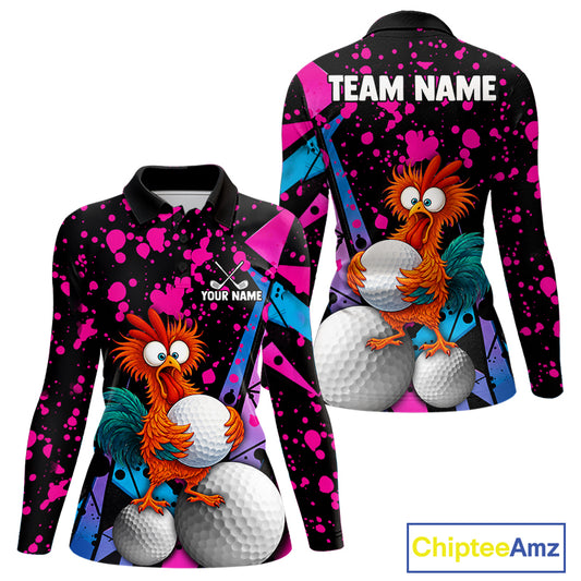 Colorful Funny Chicken Golf Jersey for Womens  Golf League Team Shirt