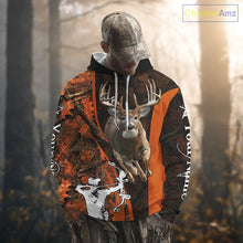 Load image into Gallery viewer, Orange Bow hunting Deer Camouflage Personalized Hunting Shirt, Hoodie Hunting Shirt For Men NHT318