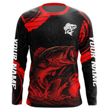 Load image into Gallery viewer, Personalized Bass Fishing Jerseys, Bass Fishing Long Sleeve Shirt| Red NHT382