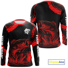 Load image into Gallery viewer, Personalized Bass Fishing Jerseys, Bass Fishing Long Sleeve Shirt| Red NHT382