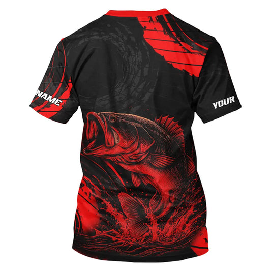Personalized Bass Fishing Jerseys, Bass Fishing Shirt| Red NHT382