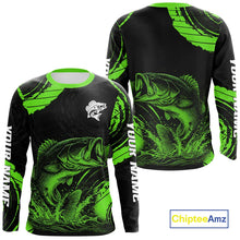 Load image into Gallery viewer, Personalized Bass Fishing Jerseys, Bass Fishing Scale Long Sleeve Shirt| Green NHT386