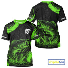 Load image into Gallery viewer, Personalized Bass Fishing Jerseys, Bass Fishing Scale T-Shirt| Green NHT386