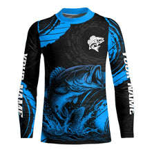 Load image into Gallery viewer, Personalized Bass Fishing Jerseys, Bass Fishing Scale Long Sleeve Shirt| Blue NHT387