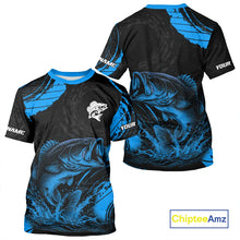 Load image into Gallery viewer, Personalized Bass Fishing Jerseys, Bass Fishing Scale T-Shirt| Blue NHT387