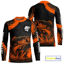 Load image into Gallery viewer, Personalized Bass Fishing Jerseys, Bass Fishing Scale Long Sleeve Shirt| Orange NHT388