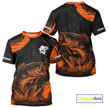 Load image into Gallery viewer, Personalized Bass Fishing Jerseys, Bass Fishing Scale T-Shirt| Orange NHT388