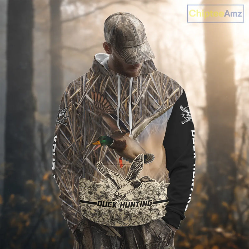 Best Mallard Duck Hunting Shirts, Customized Name All Over Print Shirts For Hunters NHT272