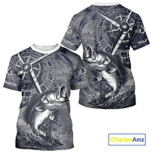 Load image into Gallery viewer, Personalized Bass Performance Fishing Shirts , Bass Compass Tournament Shirts NHT389
