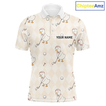 Load image into Gallery viewer, Personalized Argyle Funny Duck Pattern Polo Shirt - Custom Golf Team Gift