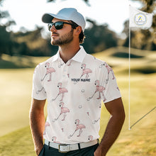 Load image into Gallery viewer, Personalized Argyle Funny Flamingo Pattern Polo Shirt - Custom Golf Team Gift