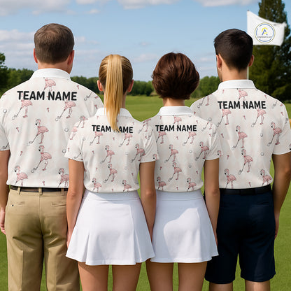 Personalized Argyle Funny Flamingo Pattern Polo Shirt - Custom Golf Team Gift NHT1009