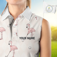 Load image into Gallery viewer, Personalized Argyle Funny Flamingo Pattern Womens Sleeveless Golf Polo Shirt - Custom Golf Team Gift