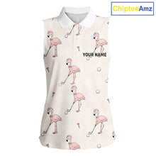 Load image into Gallery viewer, Personalized Argyle Funny Flamingo Pattern Womens Sleeveless Golf Polo Shirt - Custom Golf Team Gift