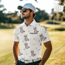 Load image into Gallery viewer, Personalized Funny Argyle Raccoon Pattern Polo Shirt - Custom Golf Team Gift