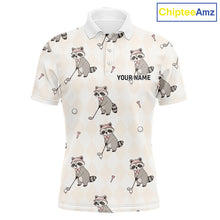 Load image into Gallery viewer, Personalized Funny Argyle Raccoon Pattern Polo Shirt - Custom Golf Team Gift