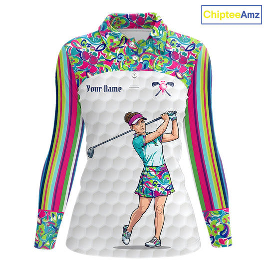 Personalized Golf Polo Shirt Custom Name Golf Shirt Funny Golfer Gift Womens Golf Jersey Colorful Golf Outfit NHT686