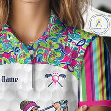 Load image into Gallery viewer, Personalized Golf Polo Shirt Custom Name Golf Shirt Funny Golfer Gift Womens Golf Jersey Colorful Golf Outfit NHT686