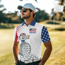Load image into Gallery viewer, Funny Custom Patriotic Mens Golf Polo Shirt, Personalized Drinking Golf Jersey, Custom Golf Outfit For Family Team Shirt NHT700