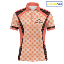 Load image into Gallery viewer, Custom Men's Coral Golf Polo, Personalized Geometric Pattern Golf Shirt With Name, Pink Golf Jersey NHT701