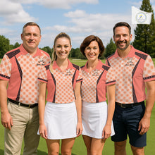 Load image into Gallery viewer, Custom Men's Coral Golf Polo, Personalized Geometric Pattern Golf Shirt With Name, Pink Golf Jersey NHT701