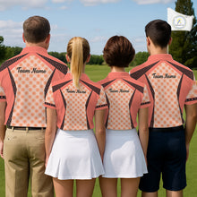 Load image into Gallery viewer, Custom Men's Coral Golf Polo, Personalized Geometric Pattern Golf Shirt With Name, Pink Golf Jersey NHT701