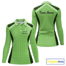 Load image into Gallery viewer, Custom Womens Mint Green Golf Polo, Personalized Geometric Pattern Golf Shirt With Name, Gift For Golfer NHT702