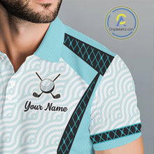Load image into Gallery viewer, Personalized Aqua Sea Wave Golf Shirt With Name, Elegant Men's Sportswear, Stylish Men Golf Jersey NHT704
