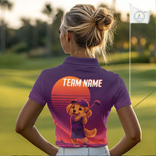 Load image into Gallery viewer, Personalized Golden Retriever Dog Golf Shirt - Retro Sunset Womens Golf Polo Shirt