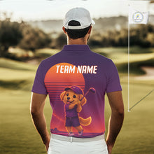 Load image into Gallery viewer, Personalized Golden Retriever Dog Golf Shirt - Retro Sunset Golf Polo Shirt For Men NHT1035