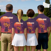 Load image into Gallery viewer, Personalized Golden Retriever Dog Golf Shirt - Retro Sunset Womens Golf Polo Shirt NHT1035