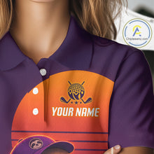 Load image into Gallery viewer, Personalized Sloth Golf Shirt - Retro Sunset Womens Golf Polo Shirt NHT1037