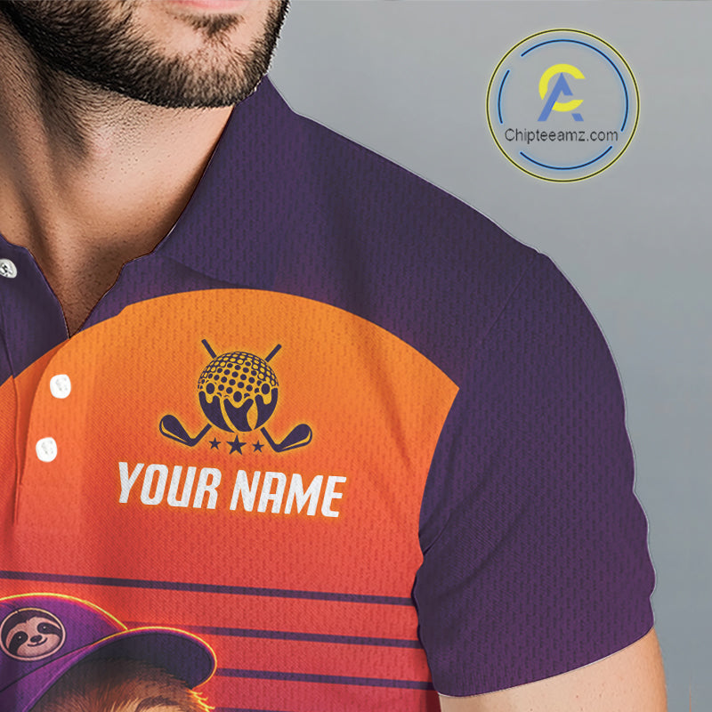 Orange and purple sports jersey with a logo and 'Your Name' text on a gray background.