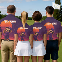 Load image into Gallery viewer, Personalized Sloth Golf Shirt - Retro Sunset Golf Polo Shirt For Men NHT1037