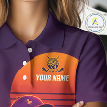 Load image into Gallery viewer, Personalized Duck Golf Shirt - Retro Sunset Womens Golf Polo Shirt