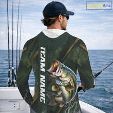 Load image into Gallery viewer, Personalized Hooded Bass Fishing Jersey – Green Angler Shirt Custom Name, Fishing Gift For Men NHT874